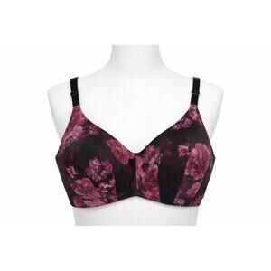 Torrid Curve Floral Wireless Bra 46DDD Black Pink Rose Full Coverage Support